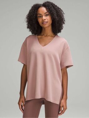 Lululemon Ribbed Softstreme Relaxed Fit T-Shirt Twilight Rose Womens Size 6